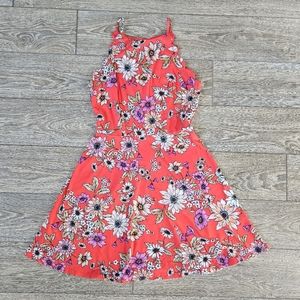 The General Good Coral Floral Print Sleeveless Mini Dress